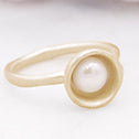 Nesting Freshwater Large Pearl Ring {10k Gold}