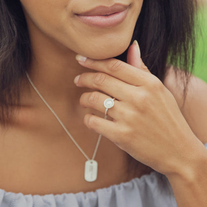 Nesting Freshwater Large Pearl Ring {Sterling Silver}