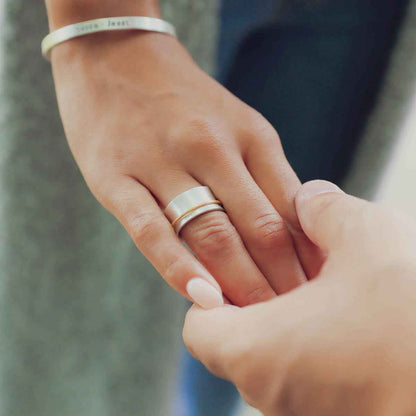 girl wearing you have my heart spinner ring {sterling silver & 10k gold}