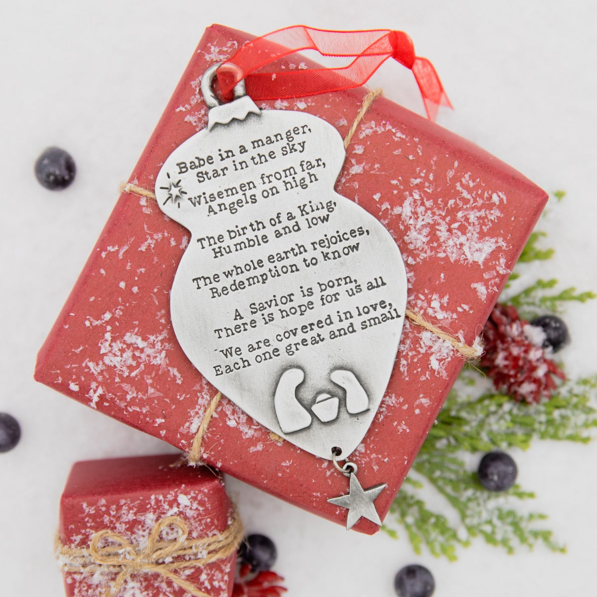 Babe in a Manger Ornament {Pewter}