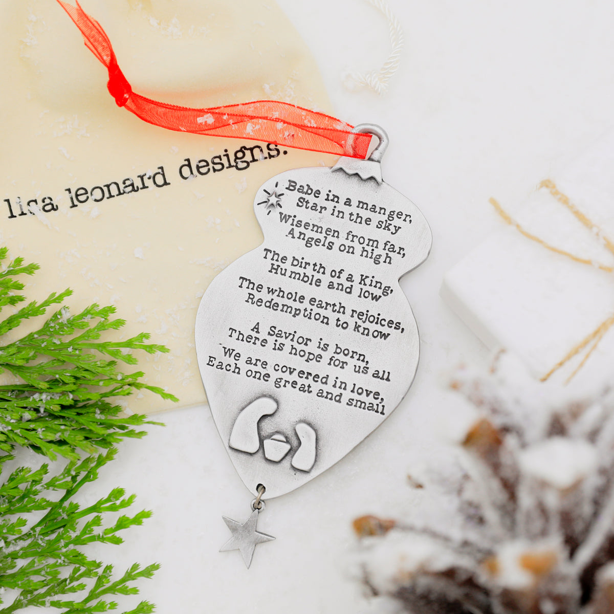 Babe in a Manger Ornament {Pewter}