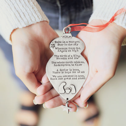 Babe in a Manger Ornament {Pewter}