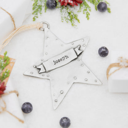 your spark ornament hand-molded and cast in fine pewter and personalized with a word