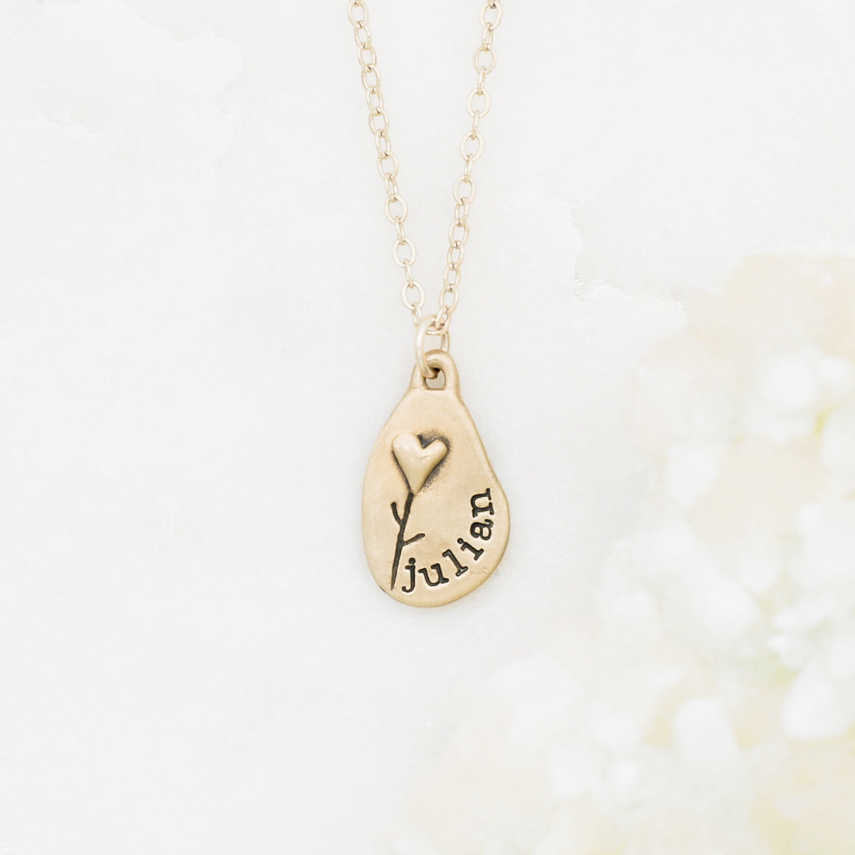 10k yellow gold personalized jumble of love necklace