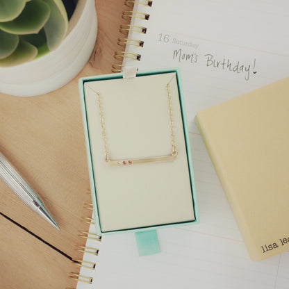 Cross Bar Birthstone Necklace {Gold Plated}