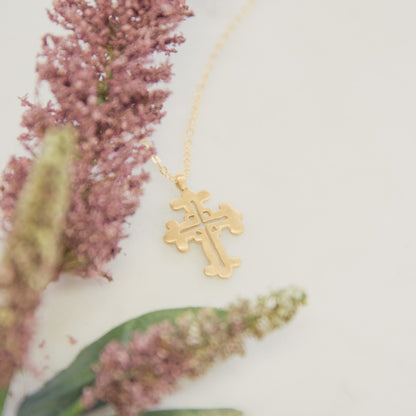 Work of Art Cross Necklace {10k Gold}