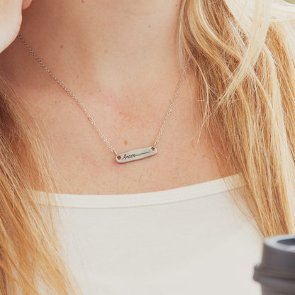 You Are Brave Bar Necklace {Pewter}