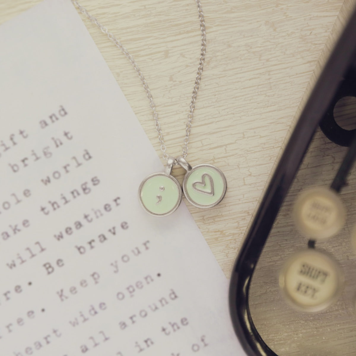 Typewriter Initial Necklace {Pewter}