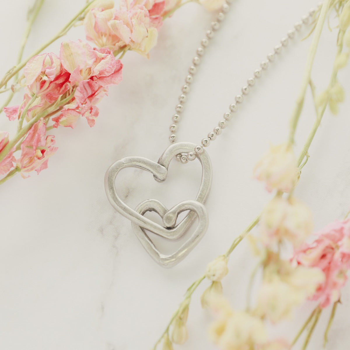 Connected Hearts Necklace {Pewter}