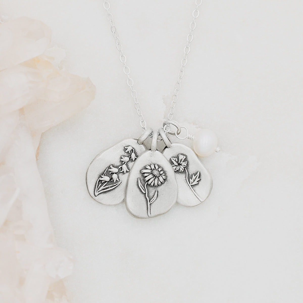 Birth Flower Necklace {Sterling Silver}