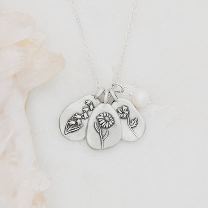 Birth Flower Necklace {Sterling Silver}