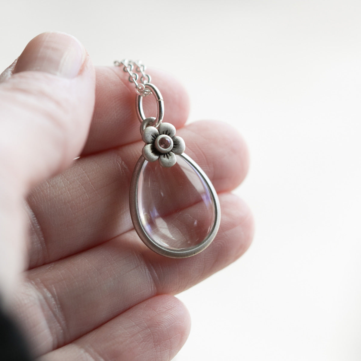 clear and bright birthstone bloom necklace {sterling silver}