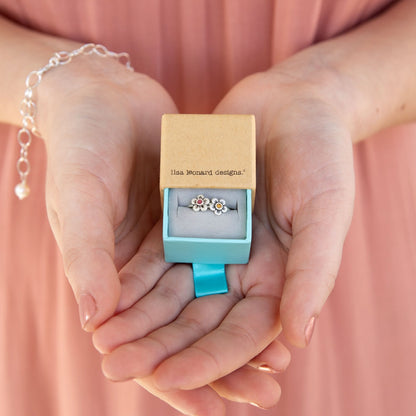 Birthstone Bloom Ring {Sterling Silver}