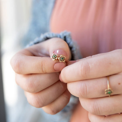 Birthstone Bloom Stud Earrings {10K Gold}