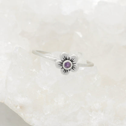 Birthstone Bloom Ring {Sterling Silver}