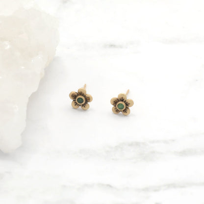 Birthstone Bloom Stud Earrings {10K Gold}