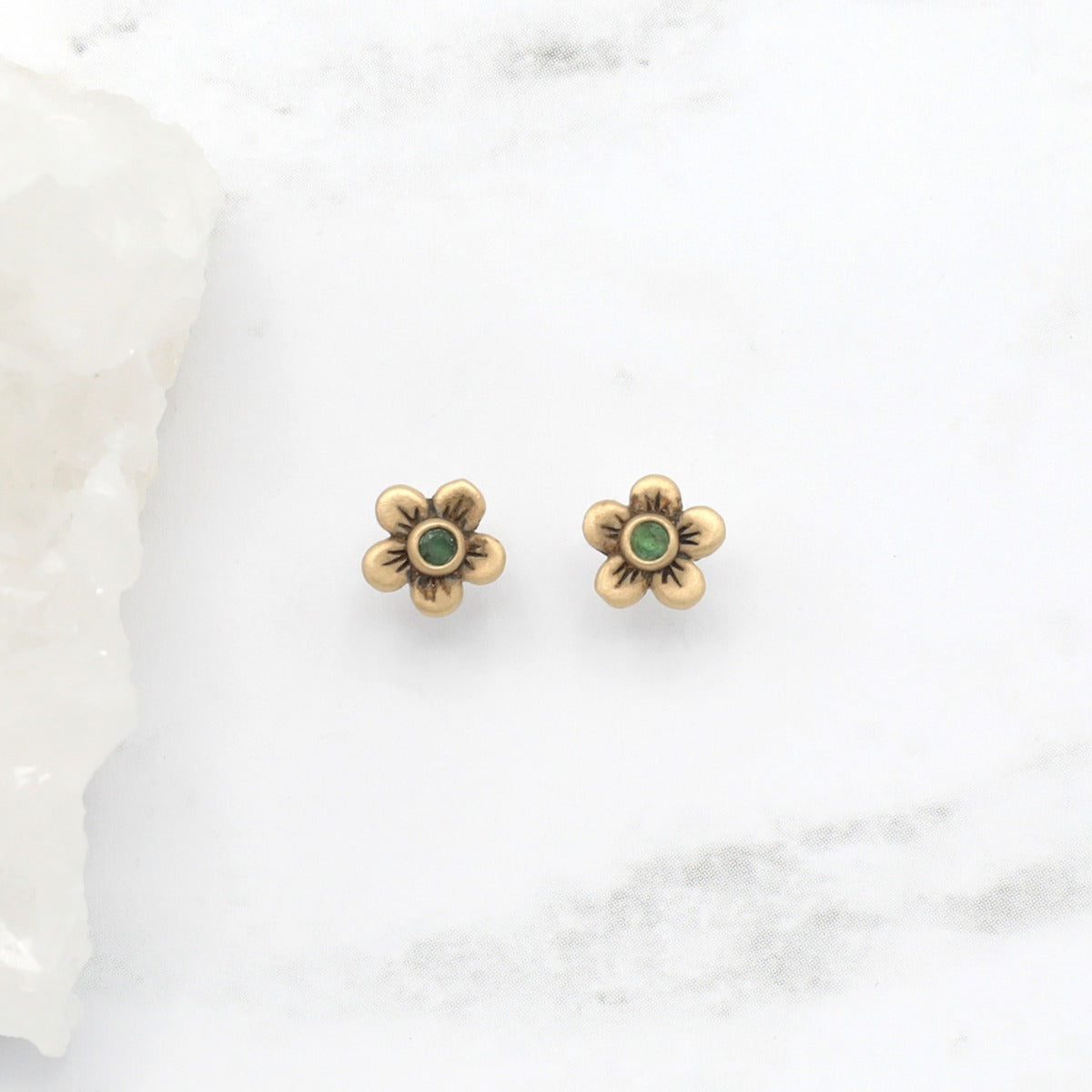 Birthstone Bloom Stud Earrings {10K Gold}