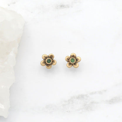 Birthstone Bloom Stud Earrings {10K Gold}