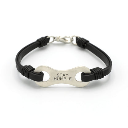 Linked Together Leather Bracelet (Sterling Silver)