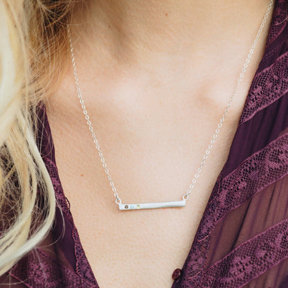 Cross Bar Birthstone Necklace {Sterling Silver}