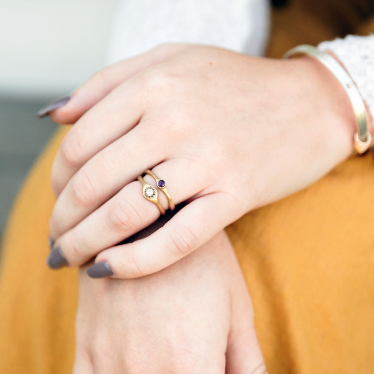 Sunburst Stacking Ring {14K Gold}