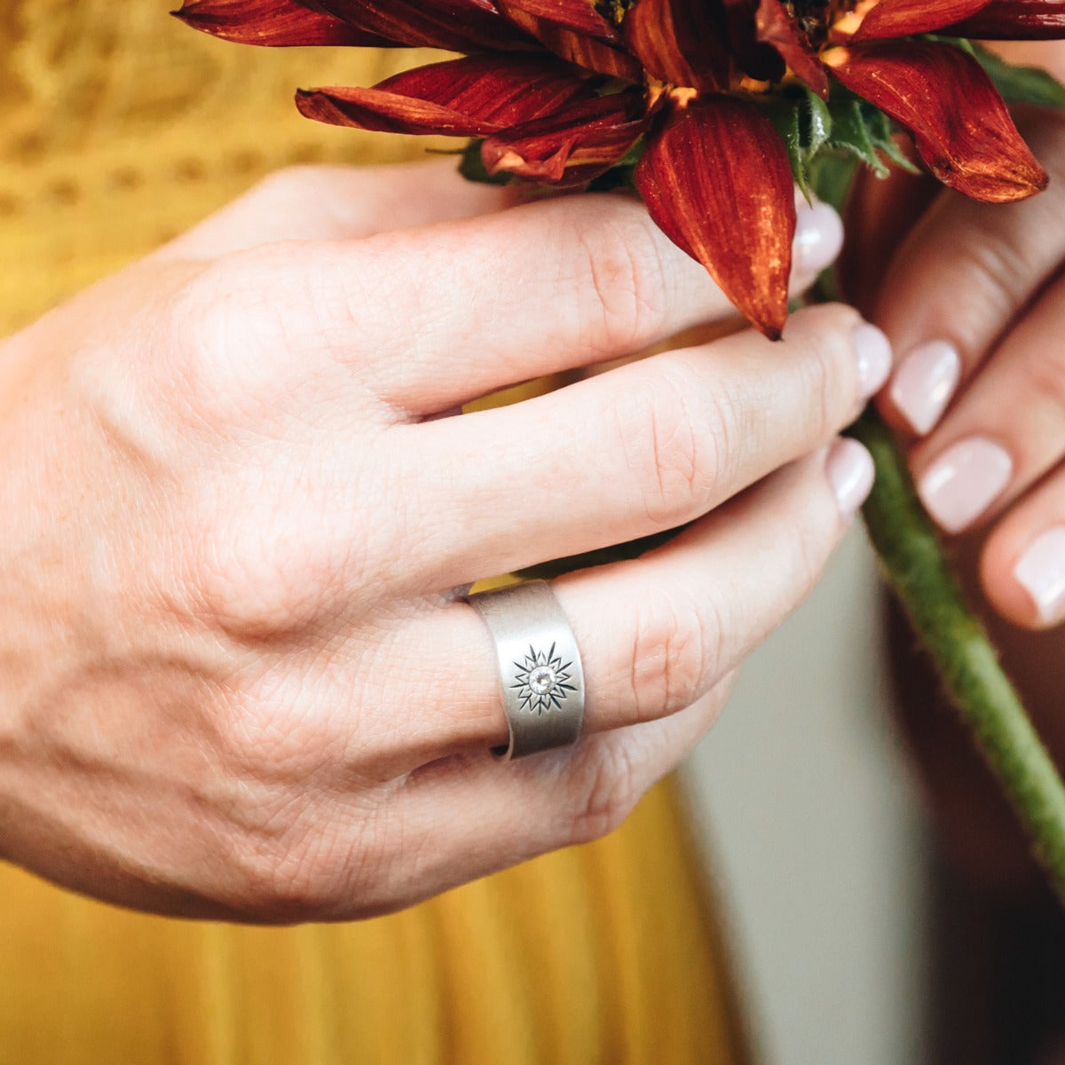 Sunburst Diamond Ring {Sterling Silver}