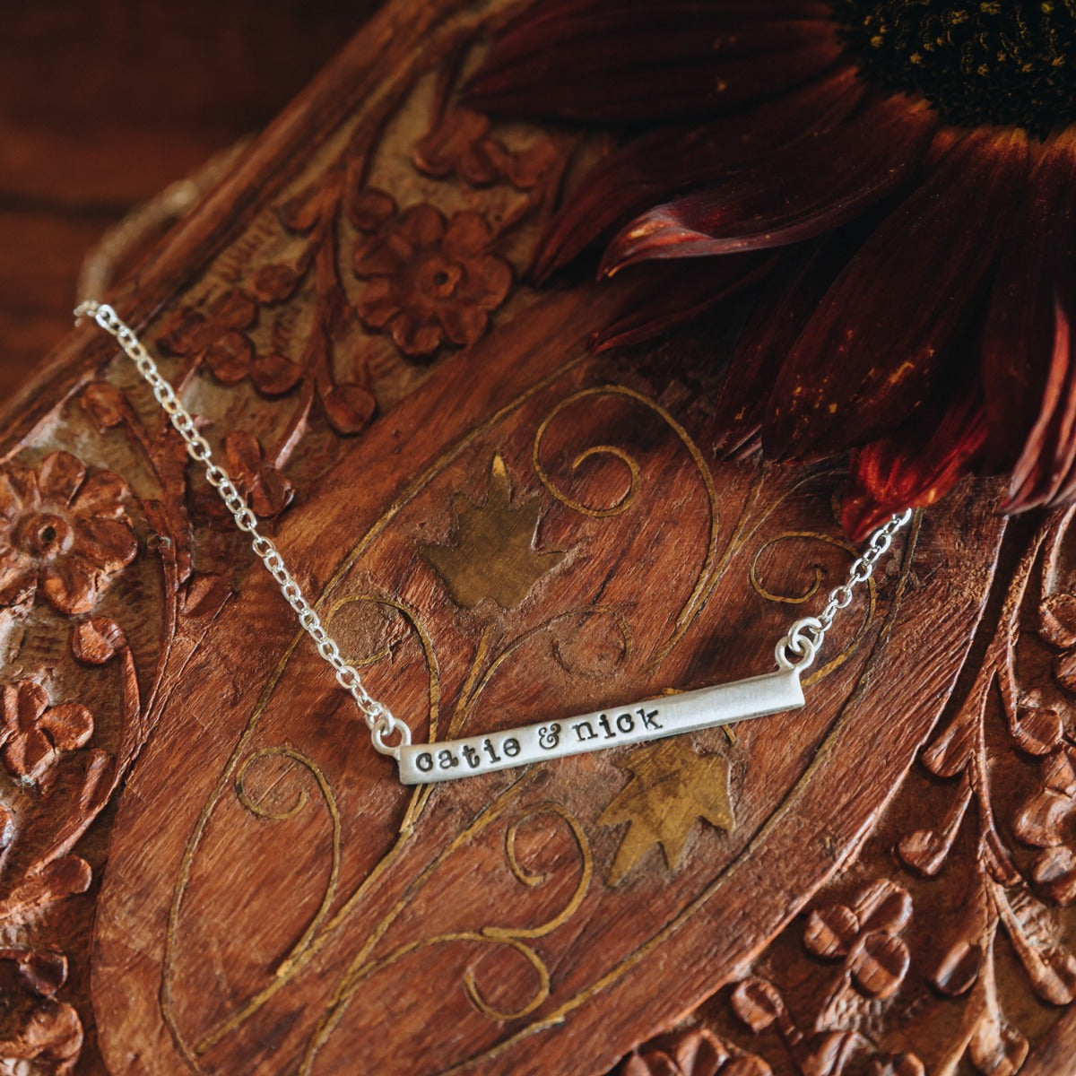 Personalized Cross Bar Necklace {Sterling Silver}