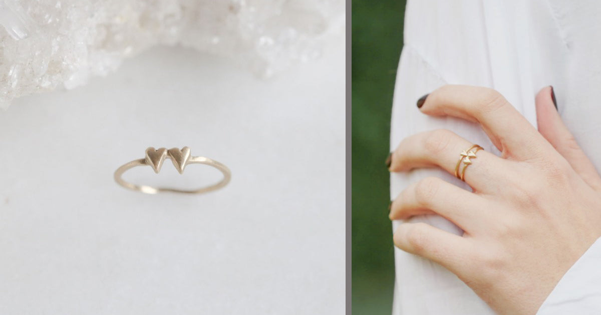 Sweet Love Ring - Two Hearts {Gold Vermeil}