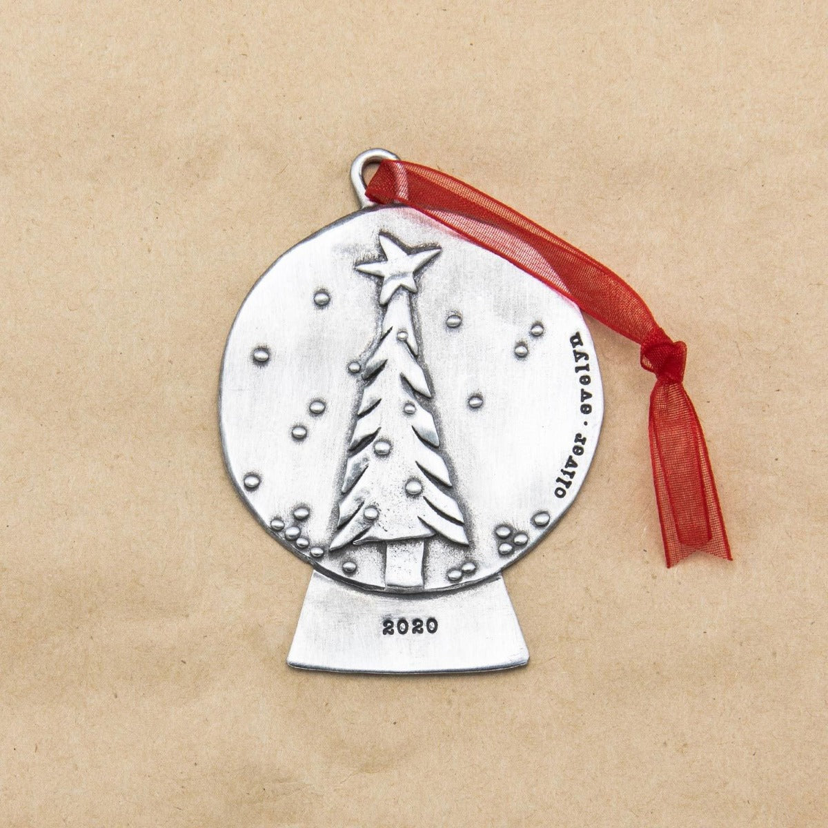 Personalized Snow Globe Ornament {Pewter}