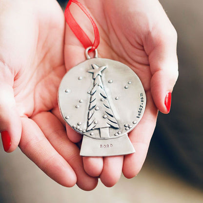 Personalized Snow Globe Ornament {Pewter}