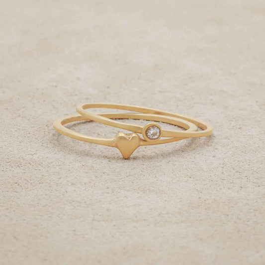 love and loss ring pair hand-molded and cast in 14k yellow gold including finespun birthstone ring and sweet love ring