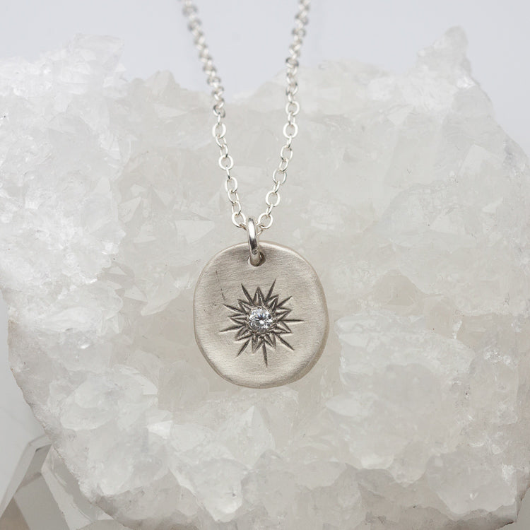 Sunburst Diamond Necklace {Sterling Silver}