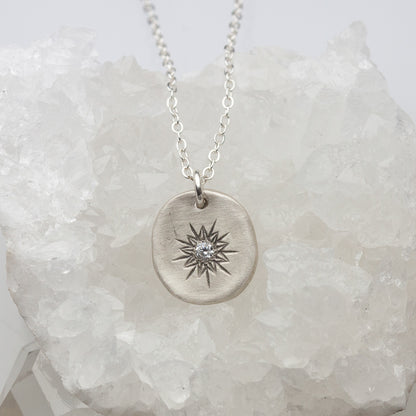 Sunburst Diamond Necklace {Sterling Silver}