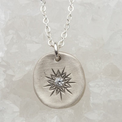 Sunburst Diamond Necklace {Sterling Silver}