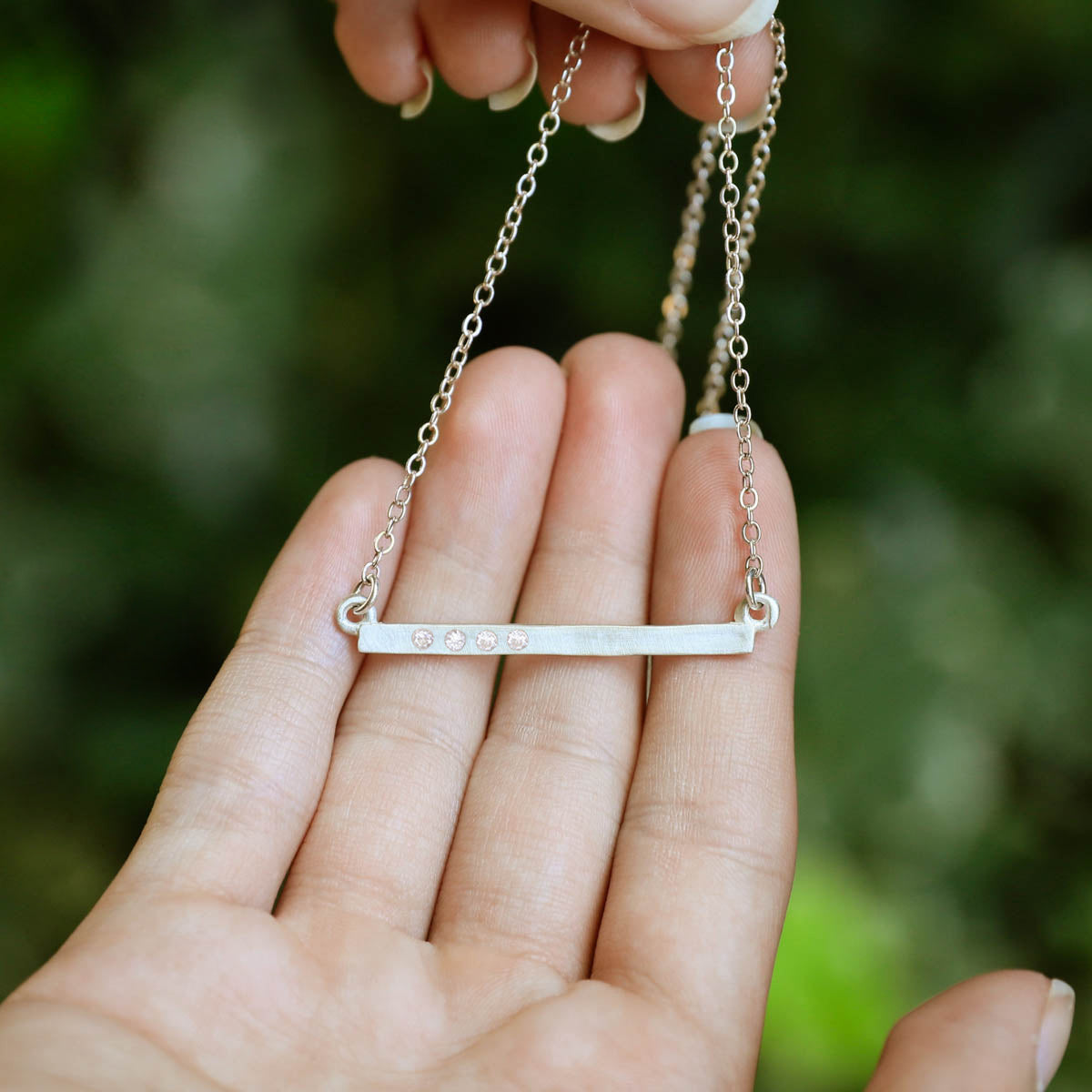 Cross Bar Crystal Necklace {Sterling Silver}