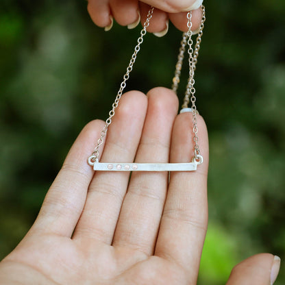 Cross Bar Crystal Necklace {Sterling Silver}