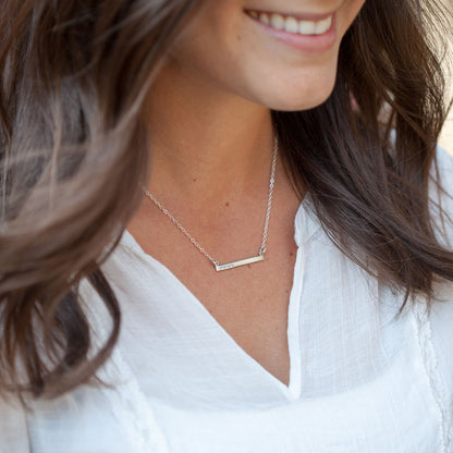 Cross Bar Crystal Necklace {Sterling Silver}