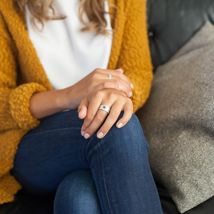 Sunburst Birthstone Ring {Sterling Silver}