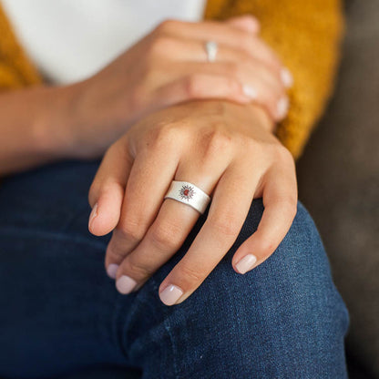 Sunburst Birthstone Ring {Sterling Silver}