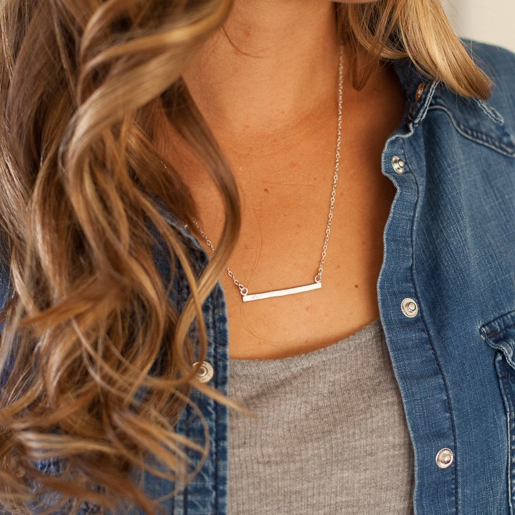 Cross Bar Crystal Necklace {Sterling Silver}