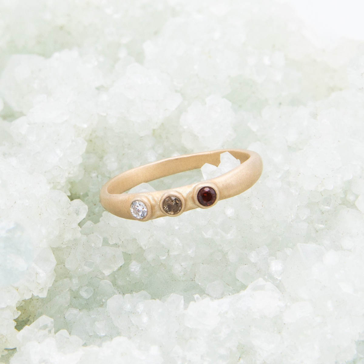 Handcrafted 10k yellow gold mother's ring customizable with up to 6 genuine birthstones 