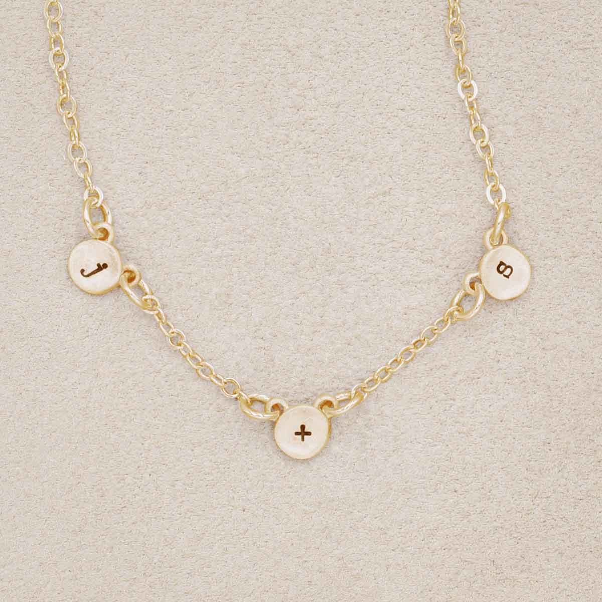 10k yellow gold my darling ones initial necklace personalized with 3 initials