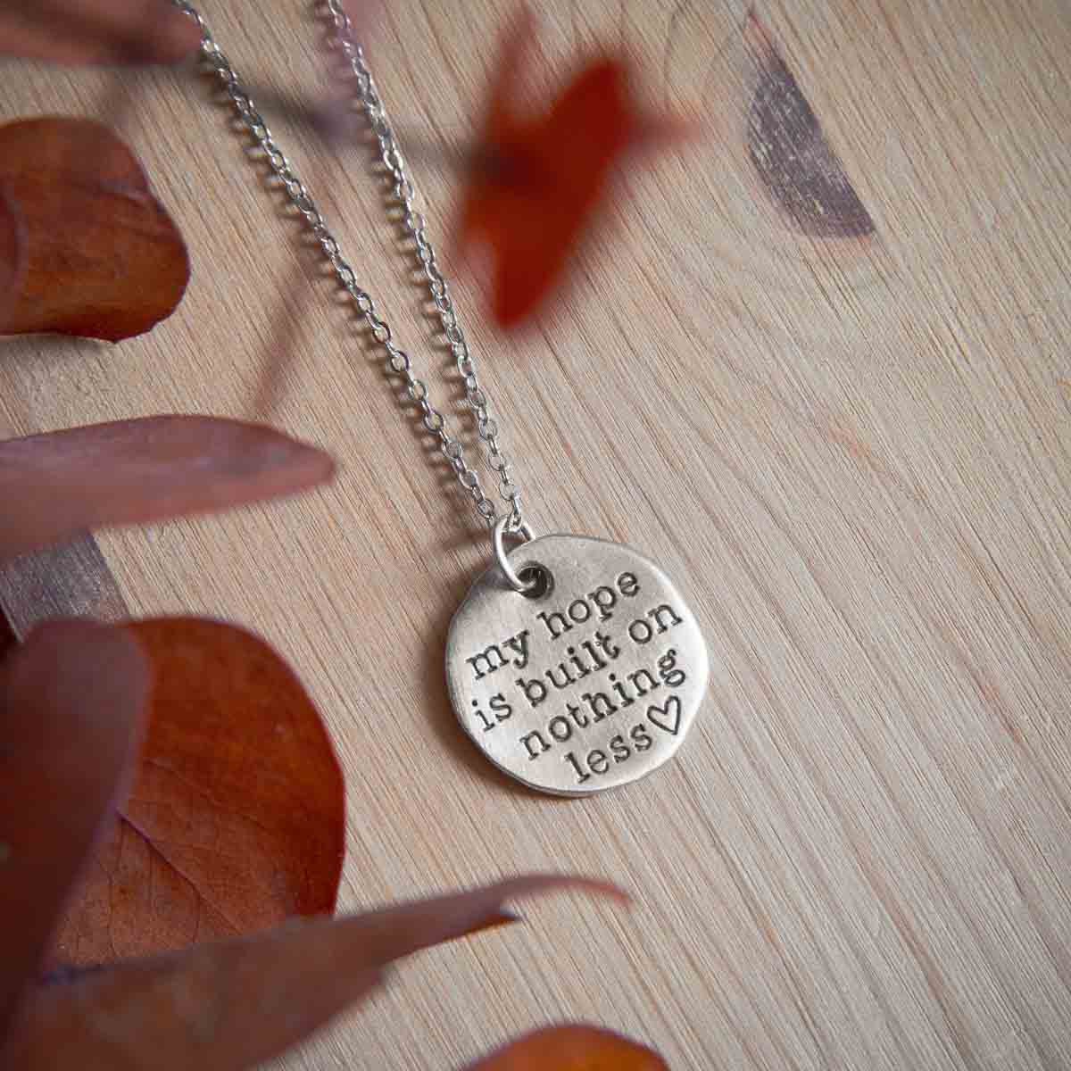 my hope is built pewter necklace