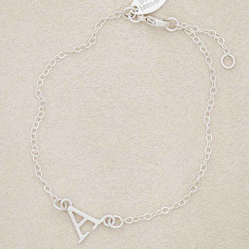 Sterling silver monogram bracelet with a satin finish 