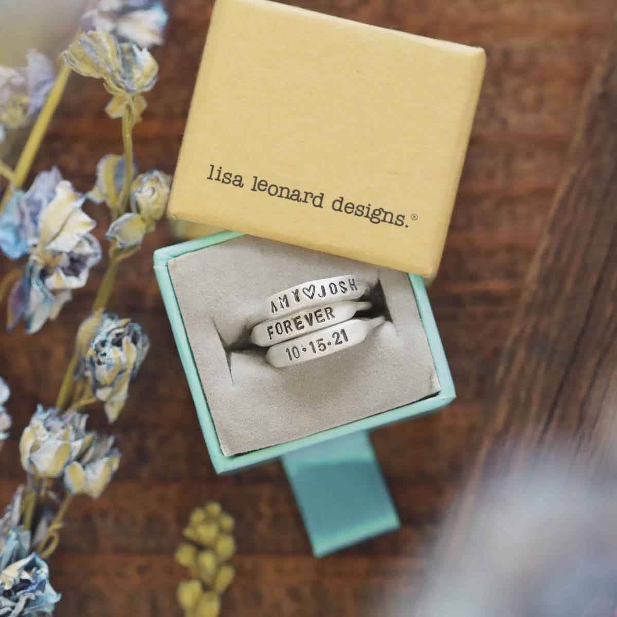 personalized sterling silver Nameplate Stacking Rings