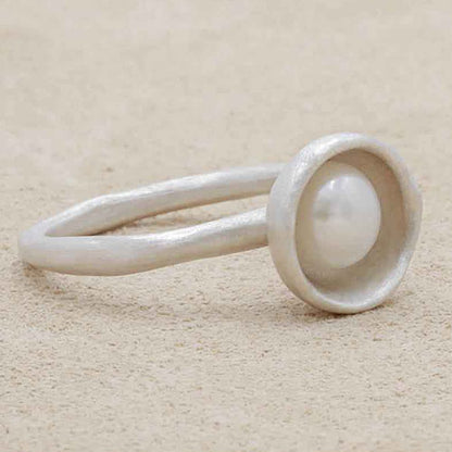 Nesting Freshwater Large Pearl Ring {Sterling Silver}