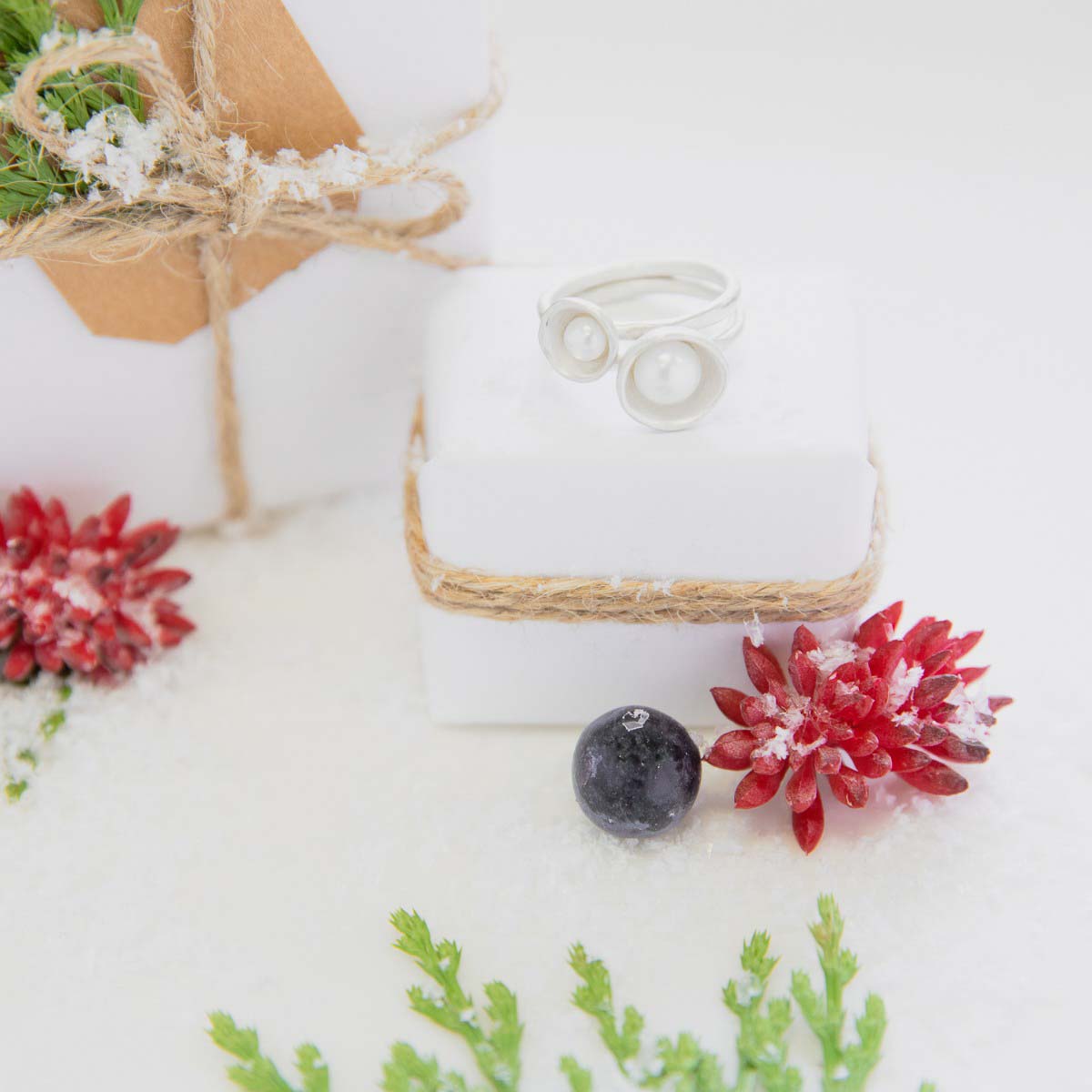 Nesting Freshwater Large Pearl Ring {Sterling Silver}