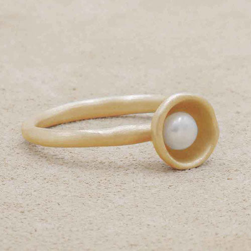 Nesting Freshwater Small Pearl Ring {10k Gold}