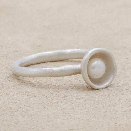 Nesting Freshwater Small Pearl Ring {Sterling Silver}