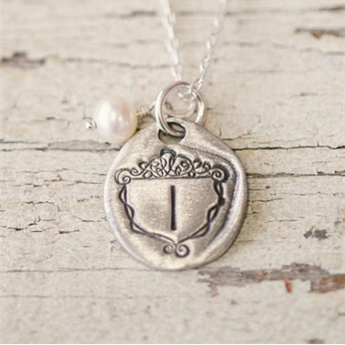 Petite Family Crest Necklace {Pewter}